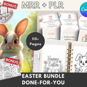 Easter Activity Bundle: Scavenger Hunt, Awards, Coloring Book (Canva Template - MRR & PLR)