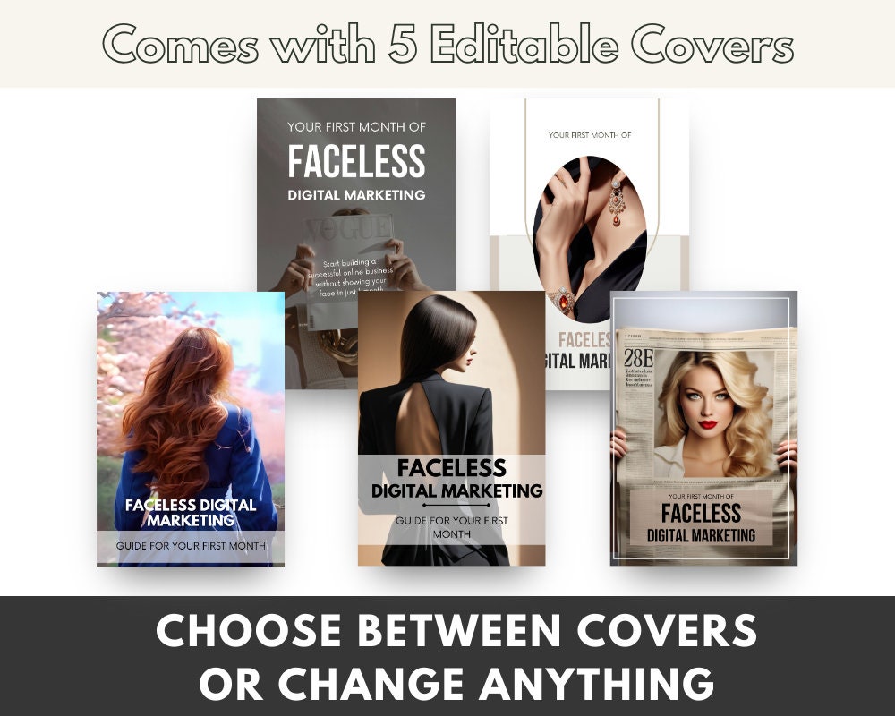 Faceless Digital Marketing Guide: Canva Template, MRR PLR (digital ...