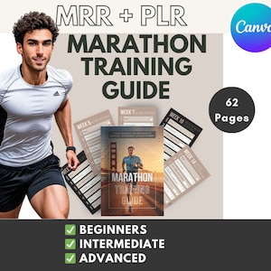 Marathon Training Planner EBbok with Master Resell Rights | Canva Template for Marathon Training MRR PLR Done-For-You DFY Ebook Template