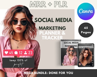 Social Media Planner Canva Template: Marketing Tracker, MRR