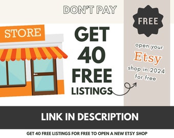 40 Free Listings For Free | Unlock Success on Etsy today: Start your shop with my link and enjoy 40 FREE listings | Open Etsy Shop for Free