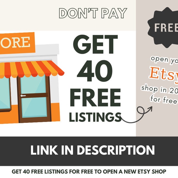 40 Free Listings For Free | Unlock Success on Etsy today: Start your shop with my link and enjoy 40 FREE listings | Open Etsy Shop for Free