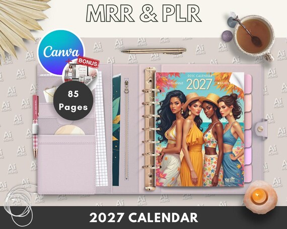 2027 Calendar Template: Editable Canva Planner with MRR & PLR