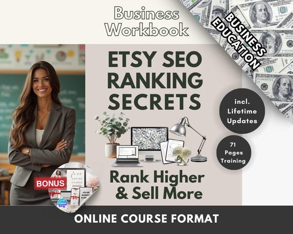 Etsy SEO Ranking Secrets: Business Workbook + Online Course (Digital Download)