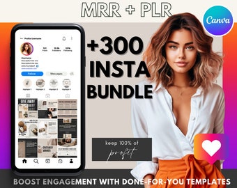 Instagram Canva Template Bundle with Master Resell Rights Done-For-You | Social Media Template Bundle | Canva Social Media Template MMR PLR