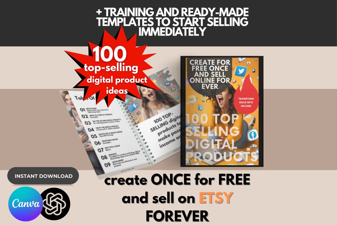 100 Top-selling Digital Product Ideas: Etsy Passive Income (digital ...
