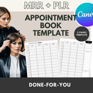 Modello Canva per la rubrica degli appuntamenti del salone: MRR PLR, intervalli di 15 minuti (download digitale)