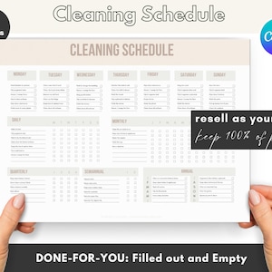Editable Canva Template Cleaning Bundle MRR PLR Cleaning Checklist with Master Resell Rights PLR Templates Canva Cleaning Schedule image 6