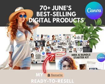 70+ Best-Selling Digital Products Mega Bundle: MRR & PLR Canva Templates (Digital Download)