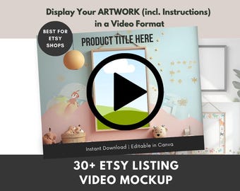 Etsy Listing Video Mockup Template: Canva Art Display (Digital Download)