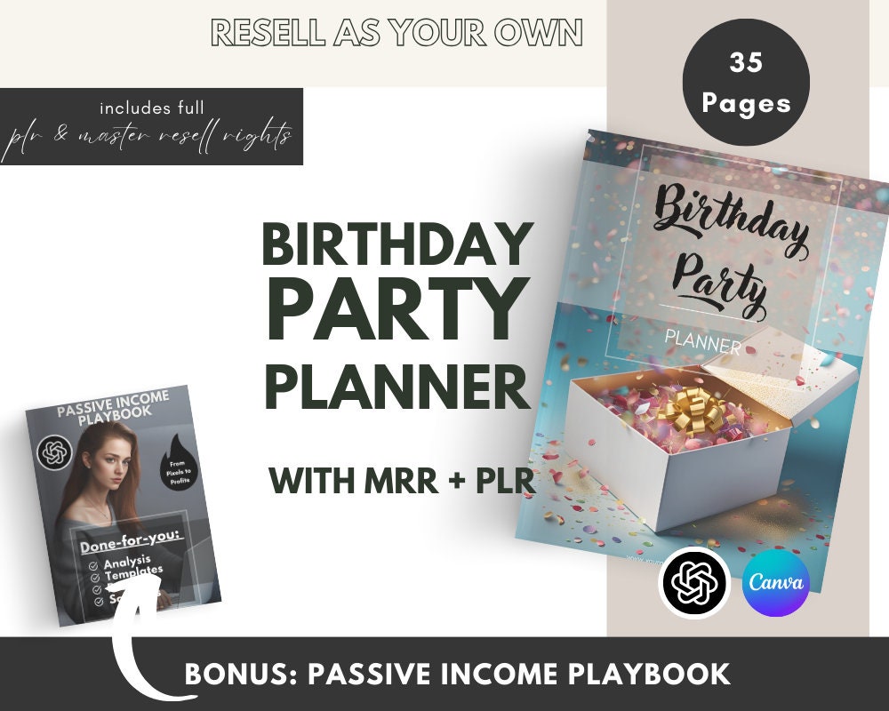 Editable Birthday Party Planner Canva Template: PLR + MRR - Etsy