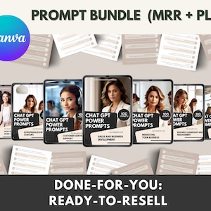 MRR ChatGPT Business Prompts Bundle | Chat GPT Prompts with Master Resell Rights and Private Label Rights Done-For-You AI Biz Prompts Bundle