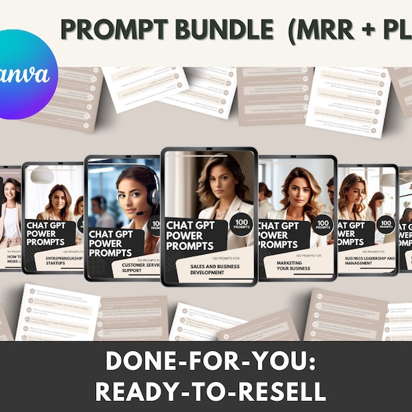 MRR ChatGPT Business Prompts Bundle | Chat GPT Prompts with Master Resell Rights and Private Label Rights Done-For-You AI Biz Prompts Bundle