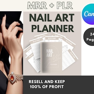 Planificador de arte de uñas con derechos de reventa maestra y derechos de marca privada / Libro de trabajo de arte de uñas MRR + PLR DFY / Planificador de uñas elegante para el cuidado de las uñas
