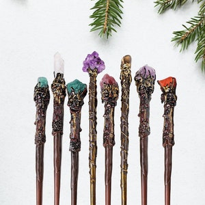 Witch Fairy Wands Handmade Wand Nature Crystal Magic Wand - Handcrafted Witch Wand - Wizard Wand - Witch Gift - Witch Accessory Pastel Goth