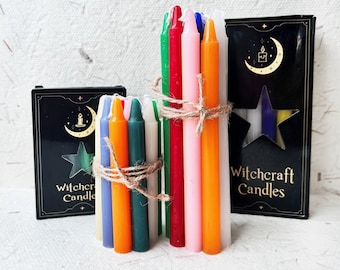 Handcrafted Witchcraft Candles Set of 12 - Paraffin Wax, 10cm (3.94 inches) & 16cm (6.30 inches), 12 Colors Magic Candles for Various Uses