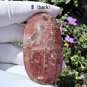 High-Quality Arusha Sunstone Palm Stone Premium Grade Stunning Double-Sided Rainbow Flash Rare Orange Sunstone Pocket Crystal Tumbled Stone image 7
