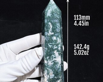 Moss Agate Towers - High-Quality Bule Moss Agate Point with Unique Colors and Landscapes