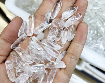 Wholesale Polished Clear Quartz Chips for Cleansing & Crafting - Tumbled Clear Quartz Ideal for Jewelry, Wands, and Home Decor