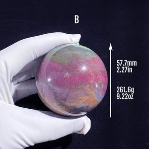 Ocean Jasper Sphere - 50mm+, 200g+ - Vibrant Earth Tones of Red, Green, Yellow, Purple and Blue, High-Quality Crystal Decor gift