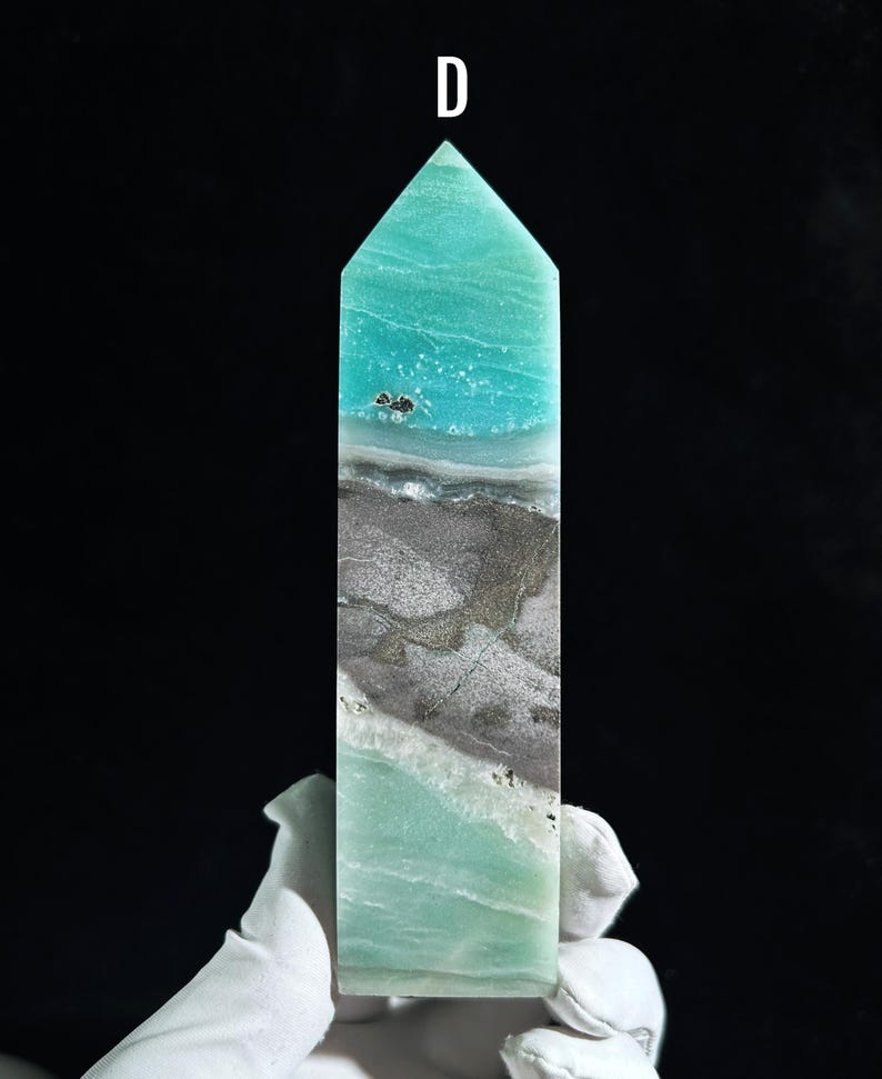 Rare Amazonite Tower With Pyrite Inclusions – Stunning Beach-like ...