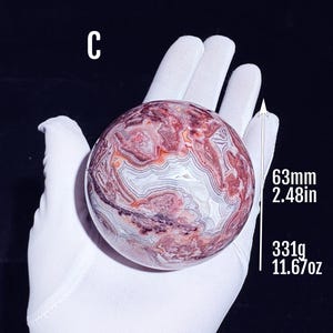 White Crazy Lace Agate Sphere with Sparkling Crystal Cavities and Stunning Patterns | Unique Mexican Druzy Lace Agate Ball