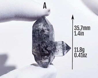 Diamante Herkimer Negro - Cristal de Cuarzo Diamante de Doble Terminación con Forma Única y Arcoíris Fantasma - Poderoso Cristal de Meditación