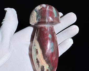 Natural Ocean Jasper Mushroom Carving Colorful Crystal from Madagascar for Joy, Growth & Emotional Healing High-Quality Hand-Carved Crystal