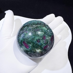 Rare Ruby in Kyanite and Zoisite Gemstone Sphere with Fluorescent Reaction | Unique Mineral Collection Piece for Home Décor and Healing