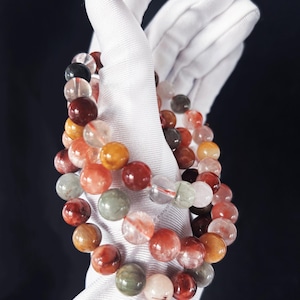 Handmade Multicolor Rutilated Quartz Bead Bracelet - High-Quality Natural Crystal Beads 9-10mm, for Healing Energy Crystal Jewelry Gift