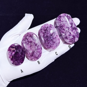 Purple Lepidolite Palm Stone Soothing Purple Mica Crystal for Stress Relief Emotional Balance Calming Energy Pocket Stone for Empaths Healer