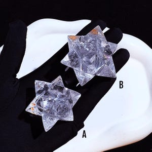 Clear Quartz 12D Merkaba Star – Sacred Geometry Crystal for Heart Healing, Protection & Ascension | Spiritual Gift of Love Light