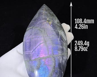 High-Quality Labradorite Flame with Stunning Double-Sided Blue and Rainbow Flash – Rare Crystal for Home Décor & Energy Healing Crystal Gift
