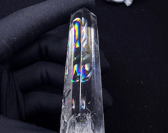 Natural Clear Quartz Tower Obelisk | Brazilian Quartz Point with Natural Rainbows | NO Heating • High Vibration Gem Crystal Gift