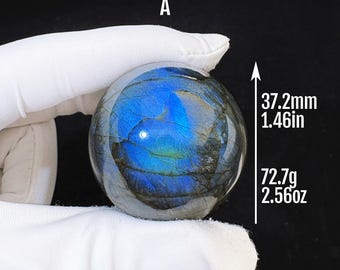 Natural Labradorite Sphere - Sparkling Double Sides Blue Flash and Rainbow Flash, 65mm+, 130g+, with Wooden Stand