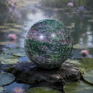 Rare Ruby in Kyanite and Zoisite Gemstone Sphere with Fluorescent Reaction | Unique Mineral Collection Piece for Home Décor and Healing