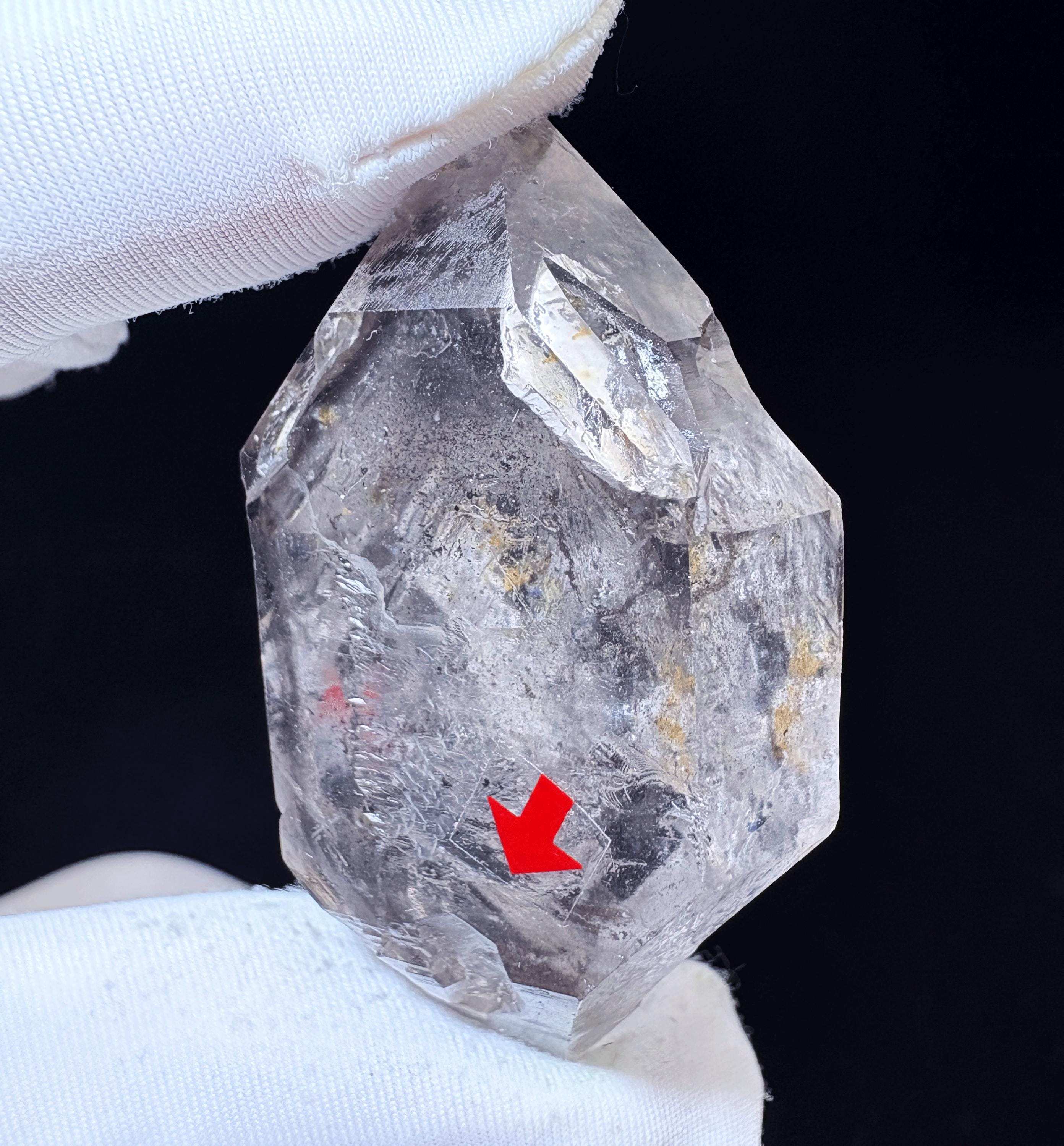 天然石☆ハーキマークォーツ 水入 流砂あり ハーキマーダイヤモンド エンハイドロクォーツ（動く黒砂入り、虹色
