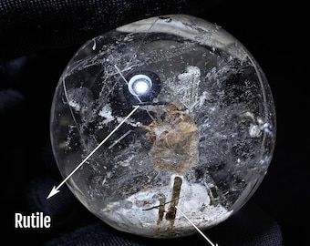 Natural Inner Child Quartz Crystal Sphere with Rutile and Tourmaline Crystal with Babies Collector Specimen Rare Manifestation Quartz Ball
