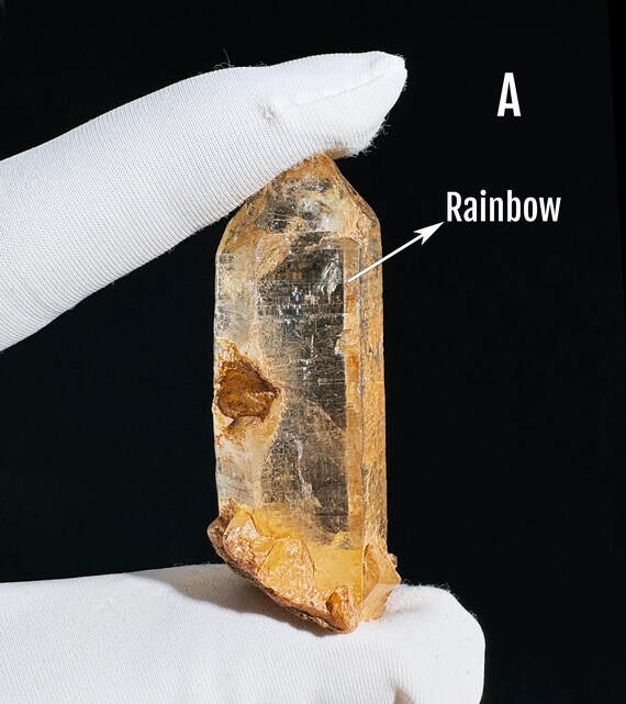Natural Golden Healer Quartz Point Rare High-Energy Crystal with Rainbows | Powerful Healing Stone from Tibet the Himalayas Healing Stone