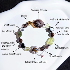 High-Frequency Mixed Meteorite Bracelet Spiritual Jewelry with Czech Moldavite Libyan Desert Glass Gold Tektite Rare Cosmic Stones Meteorite