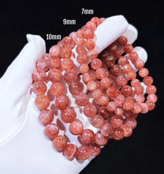 Natural Sunstone Bracelet Arusha Golden Sunstone Jewelry Rainbow Flash Crystal Healing Stone Confidence Energy Gift Spiritual Bracelet