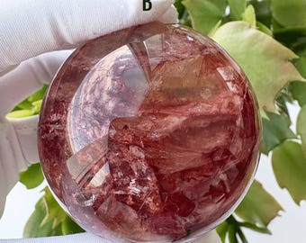 Fire Quartz Sphere Crystal Ball, Natural Red Hematoid Quartz, Grounding and Manifestation Stone, Meditation Home Decor