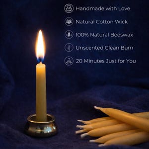 Natural Beeswax Mini Meditation Candle Set | Handmade Ritual Candles | Mindfulness & Relaxation Gift Set with Copper Holder