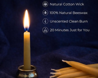 Natural Beeswax Mini Meditation Candle Set | Handmade Ritual Candles | Mindfulness & Relaxation Gift Set with Copper Holder