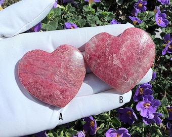 Rhodonite Palm Stone Crystal, High Quality Sakura Rain Rhodonite Pocket Stone, Jade-Like Pink Heart Chakra Meditation Stone