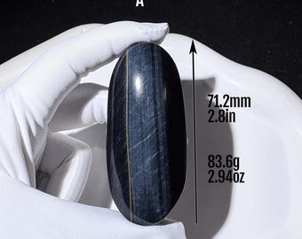 Natural Blue Tiger’s Eye Palm Stone | High-Grade Chatoyant Gemstone | Calming Focus & Protection Crystal for Meditation and Energy Healing