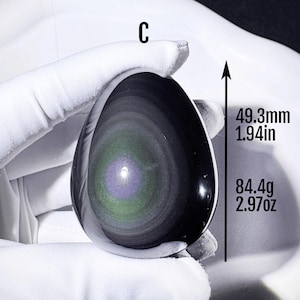 Rainbow Black Obsidian Egg With Double-Sided Flash Polished Meditation Stone Crystal Ball Gift For Her Crystal Healing Palm Stone