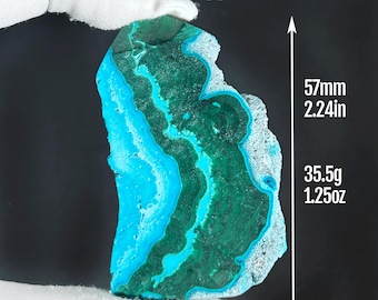 Torre de láminas de crisocola y malaquita cruda de alta calidad: impresionantes vetas azul verdosas / Mineral raro para sanación energética y decoración del hogar.