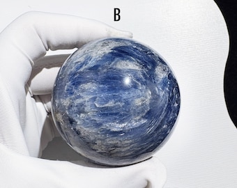 Natural Blue Kyanite Sphere | High Vibration Crystal Ball for Energy Alignment & Clarity | Throat Chakra Healing Stone- 45-53mm