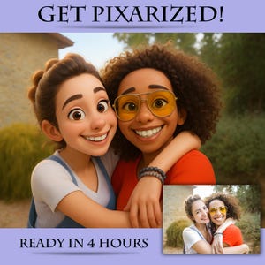 Custom Pixar-Style Cartoon Portrait | Cartoon Portrait Animation | Couple, Family, Pet Gift | Digital Pixar Art | Custom Cartoon